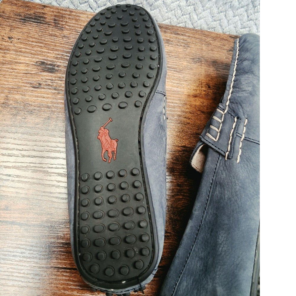 Polo Ralph Lauren Wes-SO-DRV Navy Blue Leather Driving Loafers Mens 9.5D - Picture 8 of 12